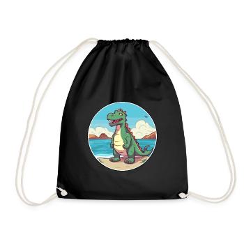 Dinosaurier Aquarell Cartoon Kawaii Clipart Tier - Turnbeutel - Schwarz - Vorne