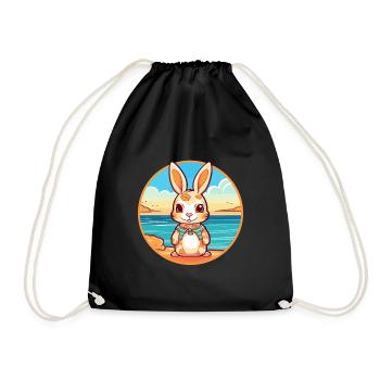 Lapin aquarelle dessin animé Kawaii Clipart Animal - Sac de sport léger - noir - Devant
