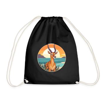 Antilope Aquarell Cartoon Kawaii Clipart Tier - Turnbeutel - Schwarz - Vorne