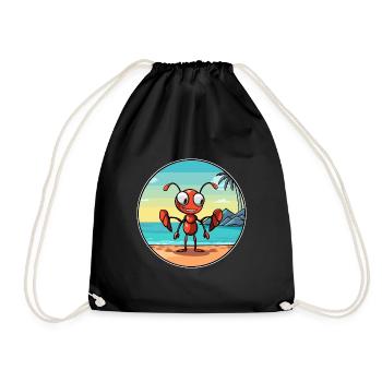 Ant Watercolor Cartoon Kawaii Clipart Animal - Drawstring Bag - black - Front