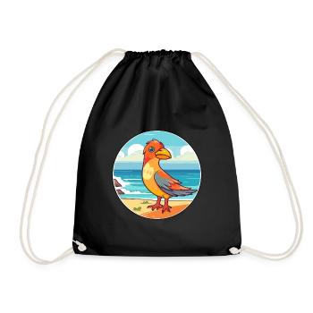 Oiseau Aquarelle Cartoon Kawaii Clipart Animal - Sac de sport léger - noir - Devant