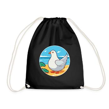 Colombe Aquarelle Cartoon Kawaii Clipart Animal - Sac de sport léger - noir - Devant