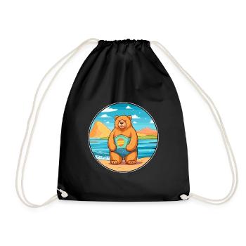 Ours Aquarelle Dessin Animé Kawaii Clipart Animal - Sac de sport léger - noir - Devant