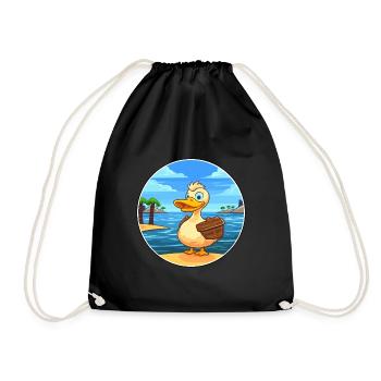 Canard aquarelle dessin animé kawaii clipart animal - Sac de sport léger - noir - Devant