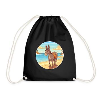 Âne aquarelle dessin animé Kawaii Clipart Animal - Sac de sport léger - noir - Devant