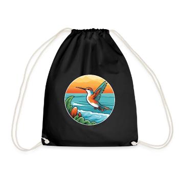 Colibri aquarelle dessin animé Kawaii Clipart animal de compagnie - Sac de sport léger - noir - Devant