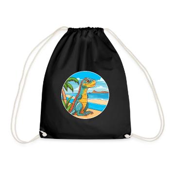 Iguana Watercolor Cartoon Kawaii Clipart Animal - Drawstring Bag - black - Front