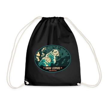 Snow Leopard illustration patch - Drawstring Bag - black - Front