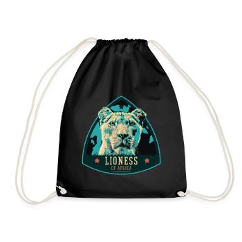 Portrait de lionne – Illustration puissante - Sac de sport léger - noir - Devant
