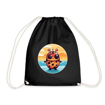 Ladybug Watercolor Cartoon Kawaii Clipart Animal - Drawstring Bag - black - Front