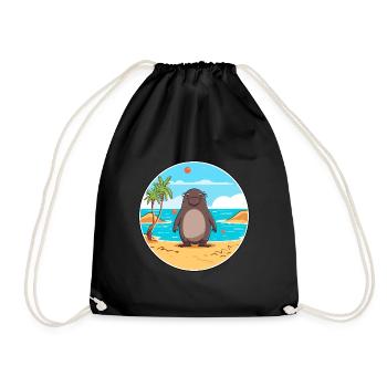 Mole Watercolor Cartoon Kawaii Clipart Animal - Drawstring Bag - black - Front