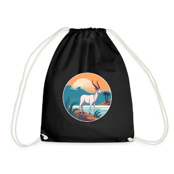 Oryx Aquarelle Dessin Animé Kawaii Clipart Animal - Sac de sport léger - noir - Devant