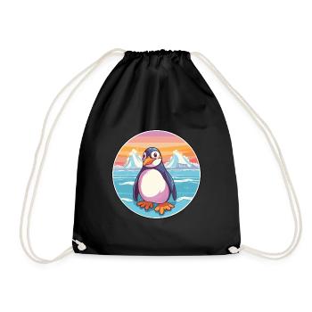 Pinguin Aquarell Cartoon Kawaii Clipart Tier - Turnbeutel - Schwarz - Vorne