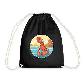 Homard aquarelle dessin animé Kawaii Clipart Animal - Sac de sport léger - noir - Devant