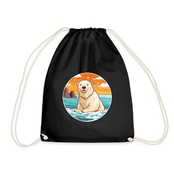 Ours polaire aquarelle dessin animé Kawaii Clipart animal de compagnie - Sac de sport léger - noir - Devant