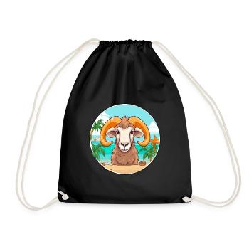 Ram Aquarelle Cartoon Kawaii Clipart Animal - Sac de sport léger - noir - Devant