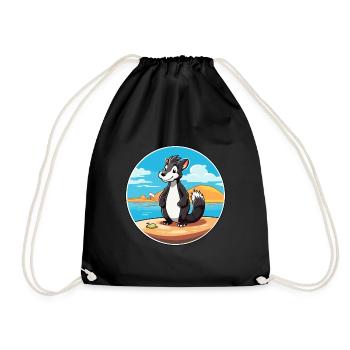 Skunk aquarelle dessin animé Kawaii Clipart Animal - Sac de sport léger - noir - Devant