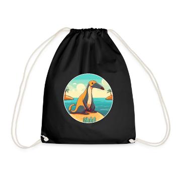 Anteater Watercolor Cartoon Kawaii Clipart Animal - Drawstring Bag - black - Front