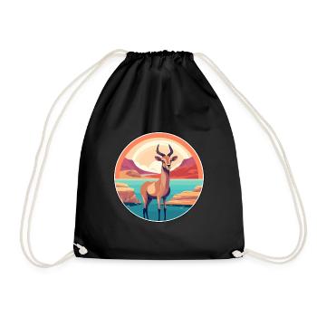 Antilope aquarelle dessin animé Kawaii Clipart Animal - Sac de sport léger - noir - Devant