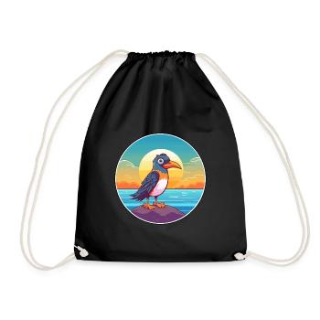 Oiseau Aquarelle Cartoon Kawaii Clipart Animal - Sac de sport léger - noir - Devant