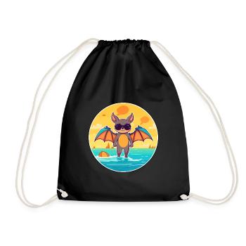 Fledermaus Aquarell Cartoon Kawaii Clipart Tier - Turnbeutel - Schwarz - Vorne