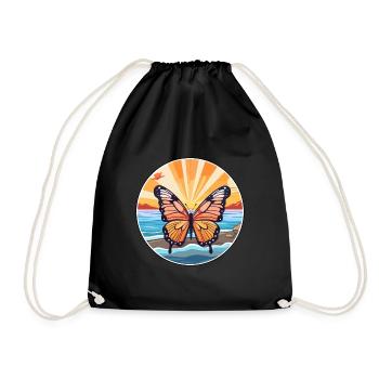 Papillon aquarelle dessin animé Kawaii Clipart Animal - Sac de sport léger - noir - Devant