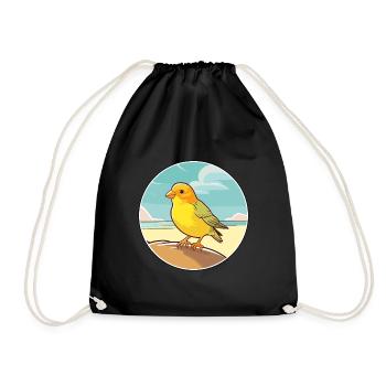 Canary Watercolor Cartoon Kawaii Clipart Animal - Drawstring Bag - black - Front