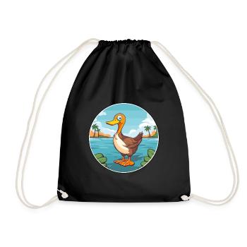 Canard aquarelle dessin animé kawaii clipart animal - Sac de sport léger - noir - Devant