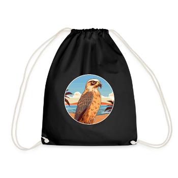 Falcon Watercolor Cartoon Kawaii Clipart Animal - Drawstring Bag - black - Front