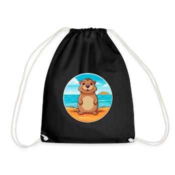 Gopher Aquarelle Dessin Animé Kawaii Clipart Animal - Sac de sport léger - noir - Devant