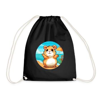 Hamster Aquarell Cartoon Kawaii Clipart Tier - Turnbeutel - Schwarz - Vorne