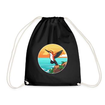 Colibri aquarelle dessin animé Kawaii Clipart animal de compagnie - Sac de sport léger - noir - Devant