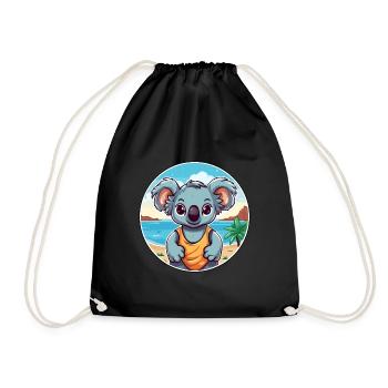Koala Aquarell Cartoon Kawaii Clipart Tier - Turnbeutel - Schwarz - Vorne