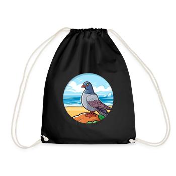 Pigeon aquarelle dessin animé kawaii clipart animal - Sac de sport léger - noir - Devant