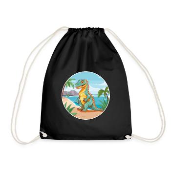 Iguana Watercolor Cartoon Kawaii Clipart Animal - Drawstring Bag - black - Front