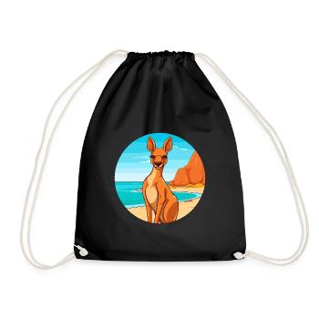 Kangaroo Watercolor Cartoon Kawaii Clipart Animal - Drawstring Bag - black - Front