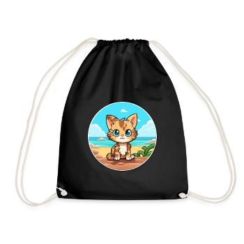 Chaton aquarelle dessin animé Kawaii Clipart Animal - Sac de sport léger - noir - Devant