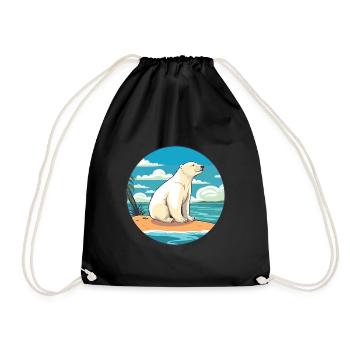Ours polaire aquarelle dessin animé Kawaii Clipart animal de compagnie - Sac de sport léger - noir - Devant