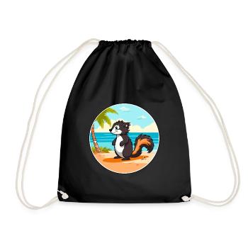 Skunk aquarelle dessin animé Kawaii Clipart Animal - Sac de sport léger - noir - Devant