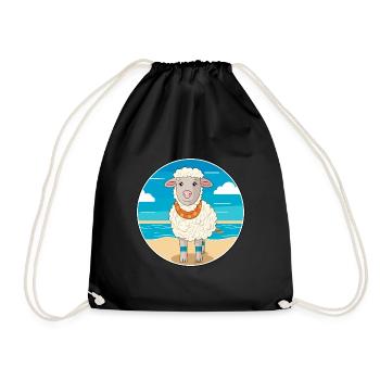 Schaf Aquarell Cartoon Kawaii Clipart Tier - Turnbeutel - Schwarz - Vorne