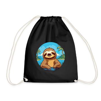 Sloth Watercolor Cartoon Kawaii Clipart Animal - Drawstring Bag - black - Front