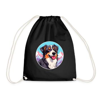 Aidi race de chien dessin animé Kawaii aquarelle - Sac de sport léger - noir - Devant