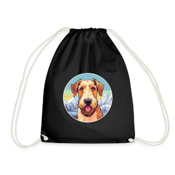 Airedale Terrier chien race dessin animé Kawaii Watercol - Sac de sport léger - noir - Devant