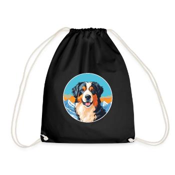 Chien de berger basque race dessin animé kawaii watercolo - Sac de sport léger - noir - Devant