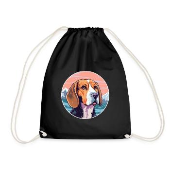 Beagle chien race dessin animé Kawaii aquarelle - Sac de sport léger - noir - Devant