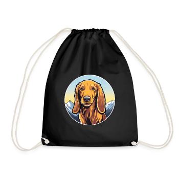 Alpine Dachsbracke Dog Breed Cartoon Kawaii Waterc - Drawstring Bag - black - Front