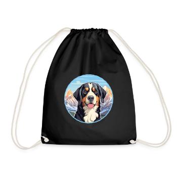 Appenzeller Sennenhund Dog Breed Cartoon Kawaii Wa - Drawstring Bag - black - Front