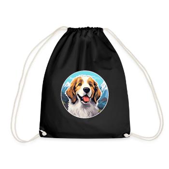 Ariegeois race de chien dessin animé kawaii aquarelle - Sac de sport léger - noir - Devant