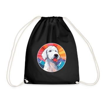 Bedlington Terrier chien race dessin animé Kawaii Waterc - Sac de sport léger - noir - Devant