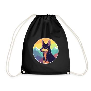 Australian Kelpie Dog Breed Cartoon Kawaii Waterco - Drawstring Bag - black - Front